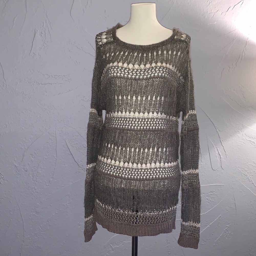 Off shoulder oversized knit wool sweater